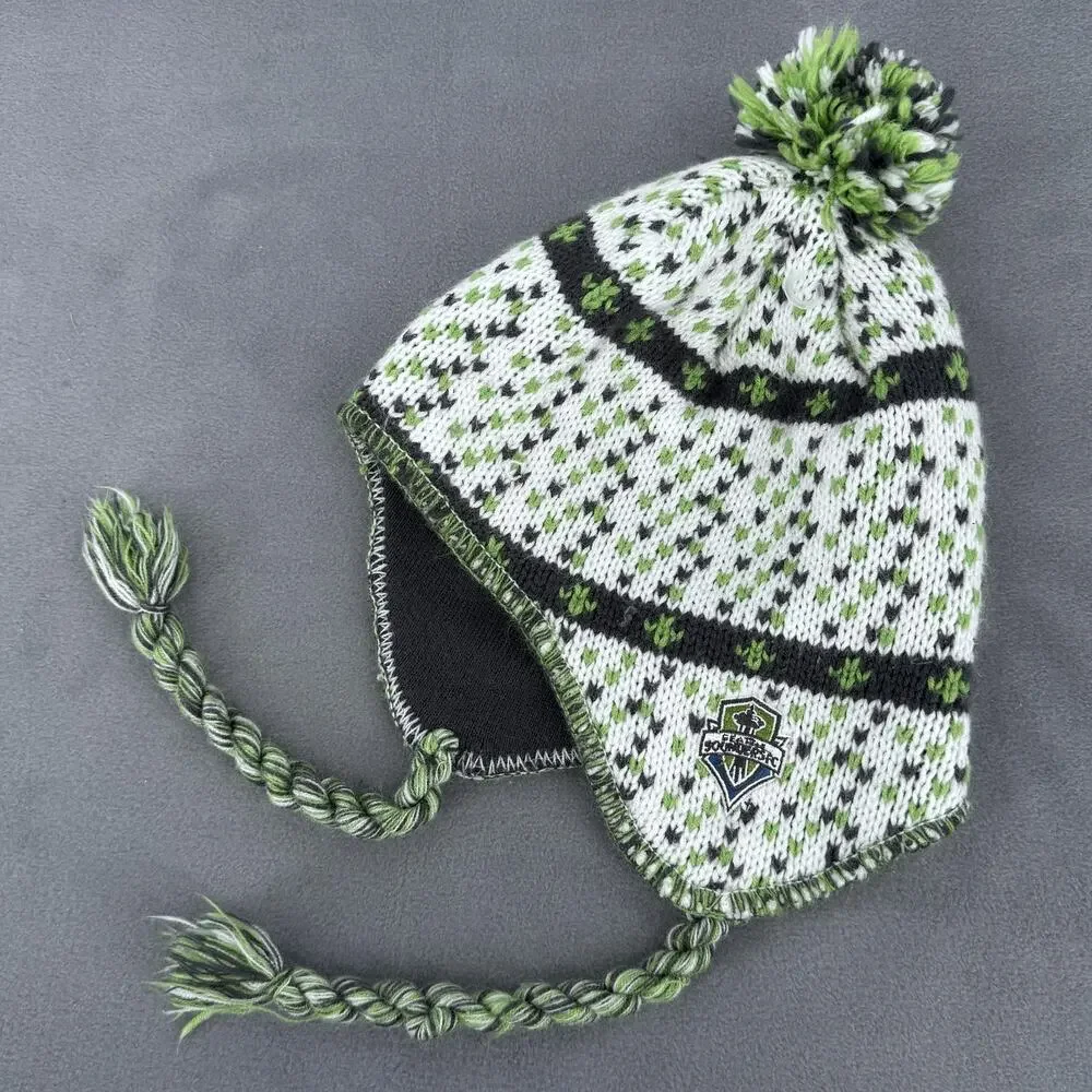 Adidas Seattle Sounders FC Earflap Pom Beanie OSFA Nordic Knit Hat Soccer‎ MLS